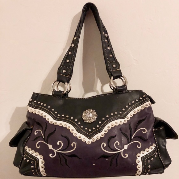 P&G Handbags - P&G Purple Western Rhinestone Stud Handbag